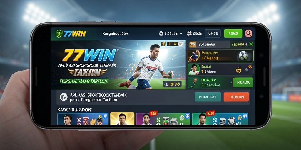 Tampilan utama aplikasi 77WIN menampilkan daftar pertandingan taruhan.