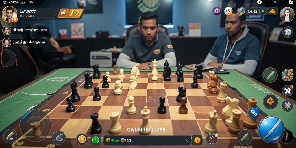 Screenshot menampilkan tampilan gameplay santai dan interaktif dari CATUR777.