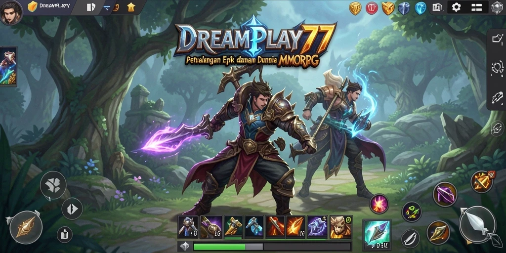Screenshot menampilkan aksi seru dalam permainan MMORPG DREAMPLAY77.