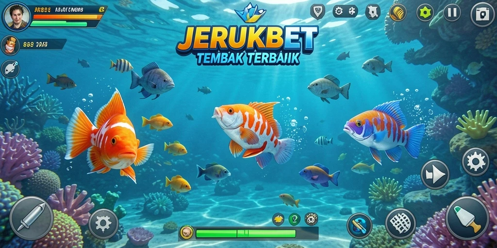 Tampilan gameplay seru dalam JERUKBET saat menembak ikan.