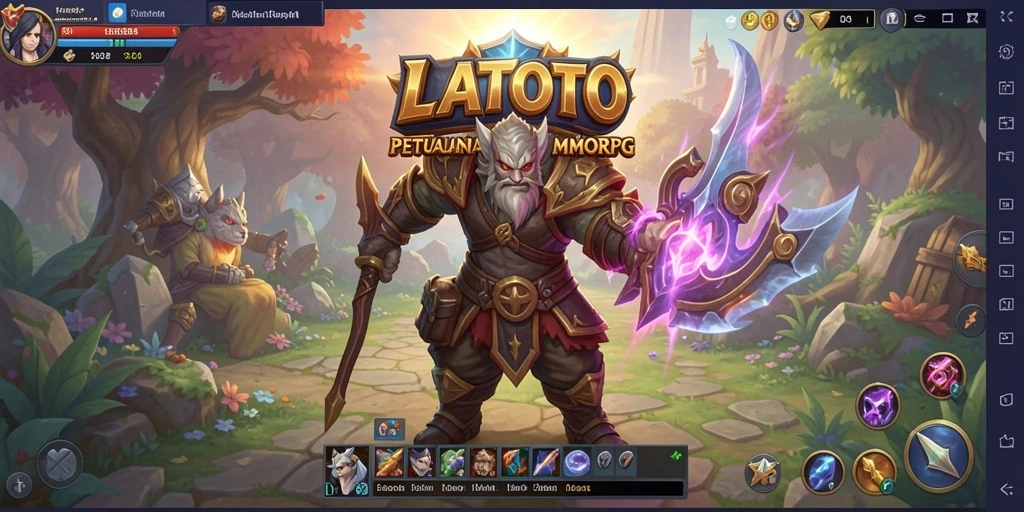 Tangkapan layar gameplay LATOTO yang menggambarkan pertempuran menegangkan di dunia MMORPG.