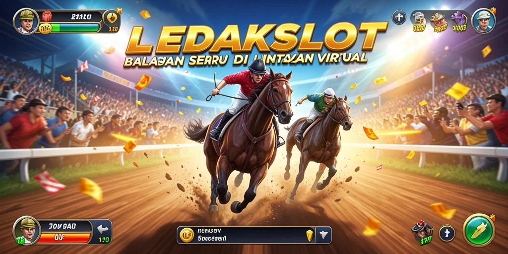 Tangkapan layar menunjukkan aksi intense dalam balapan LEDAKSLOT.