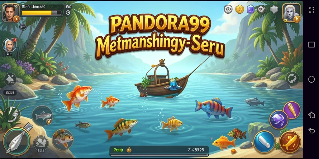 Tampilan gameplay PANDORA99 saat memancing ikan besar.