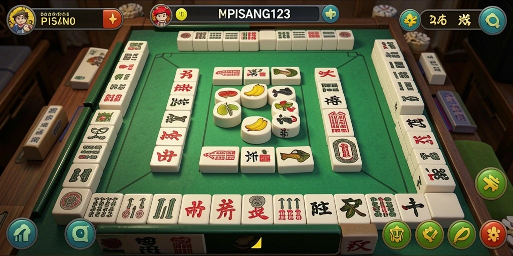 Tampilan gameplay PISANG123 yang seru dan penuh warna dalam permainan Mahjong.