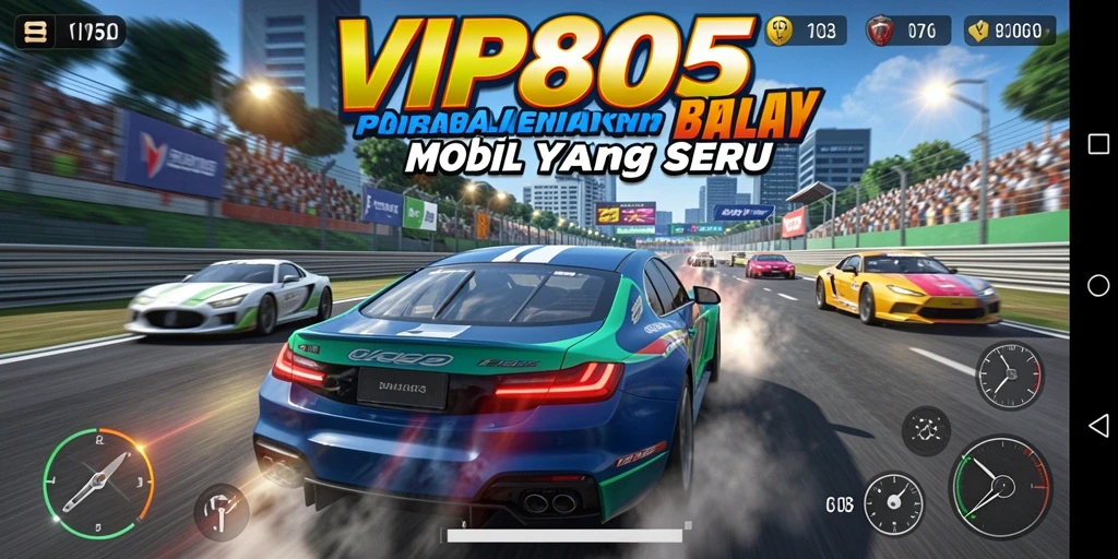 Screenshot gameplay VIP805 menampilkan aksi balapan mendebarkan.
