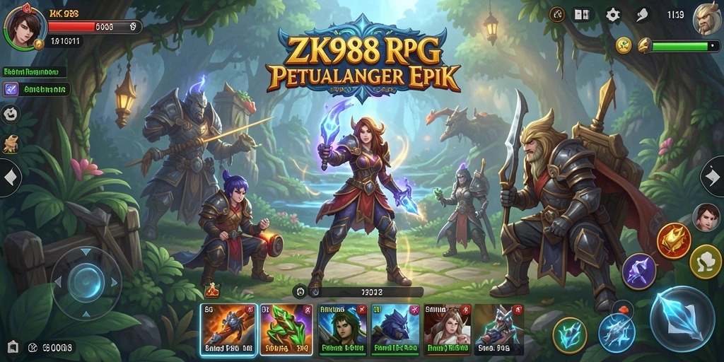 Screenshot gameplay ZK988 yang menampilkan aksi seru di dunia fantasi.